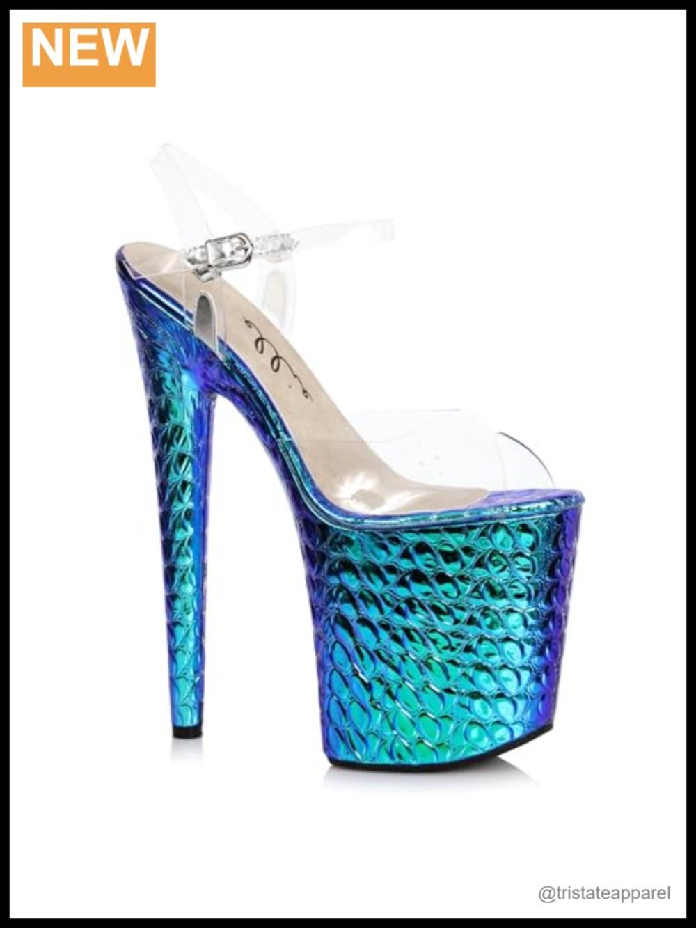 Women's 8" Heel Hologram Sandal Ankle Strap Platform Heeled Sandal